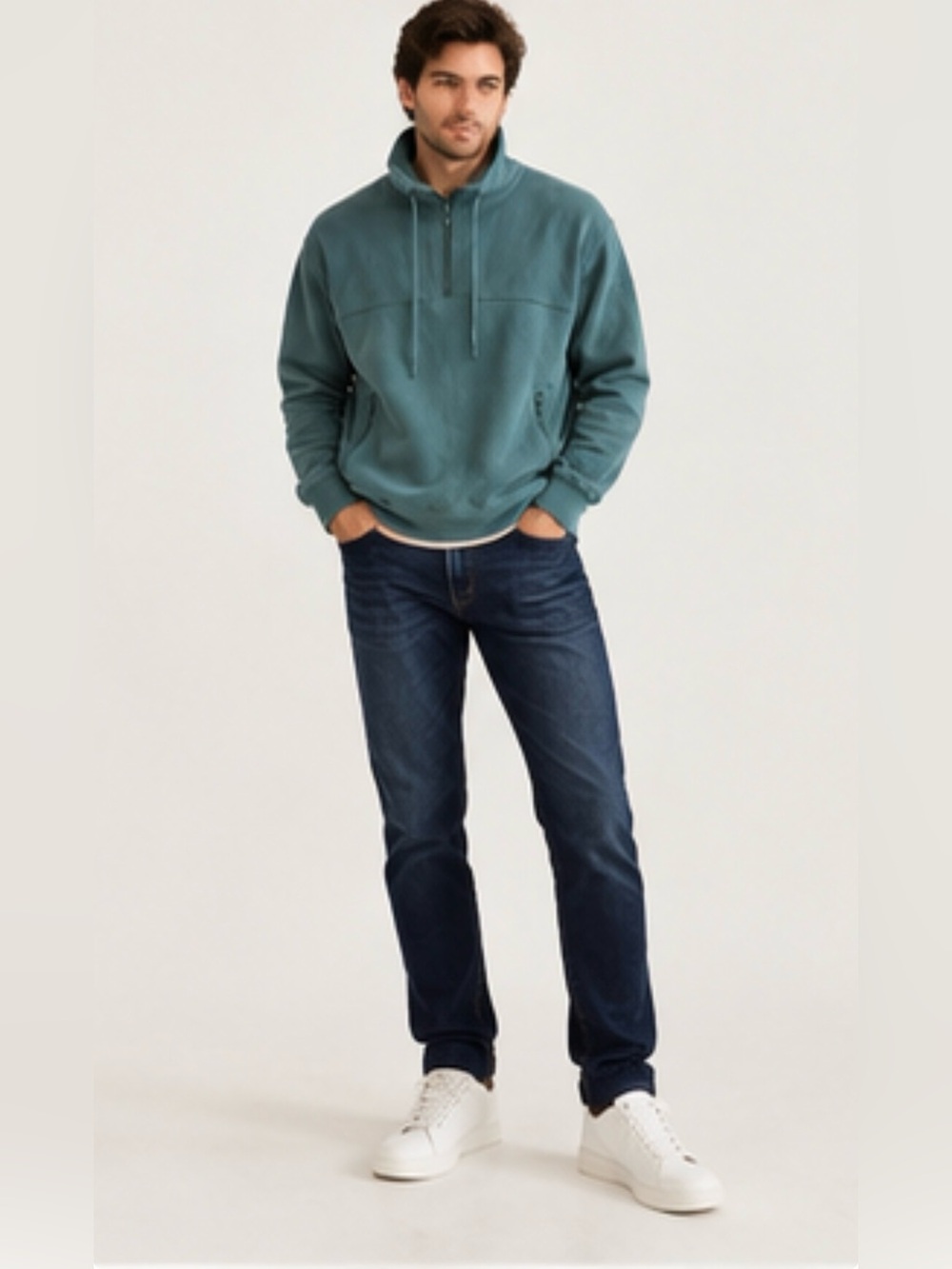 Buffalo David Bitton Men’s XL Quarter Zip Pullover Teal